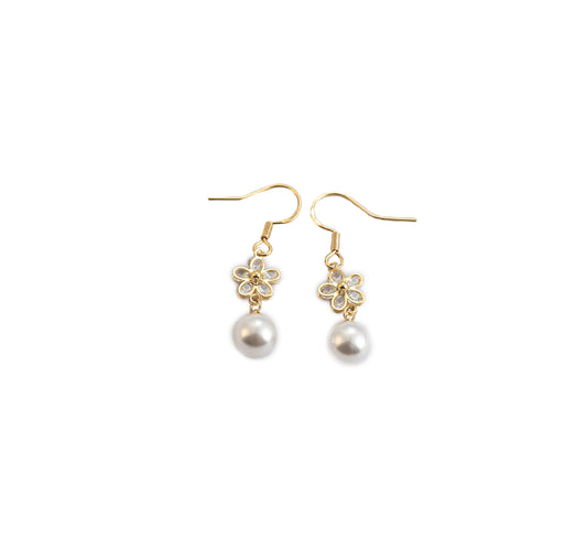 "Pearl Blossom Drops" earrings