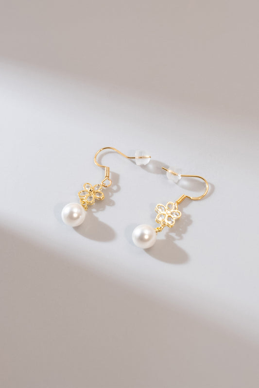 "Pearl Blossom Drops" earrings