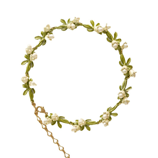 Lily of the Valley Pearl Choker - Elegant Floral Necklace