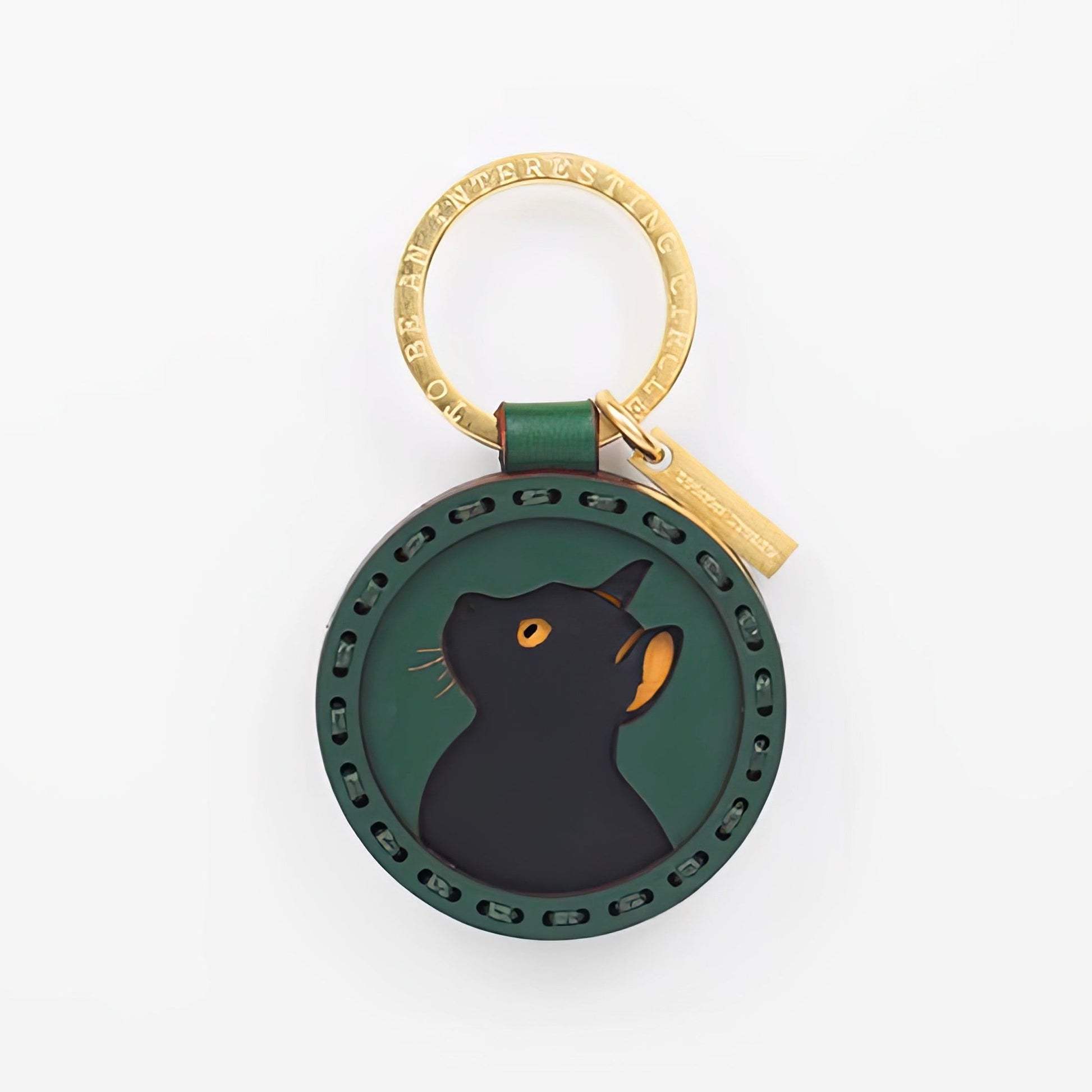 Black Cat Leather Keychain Handmade Cartoon Charm