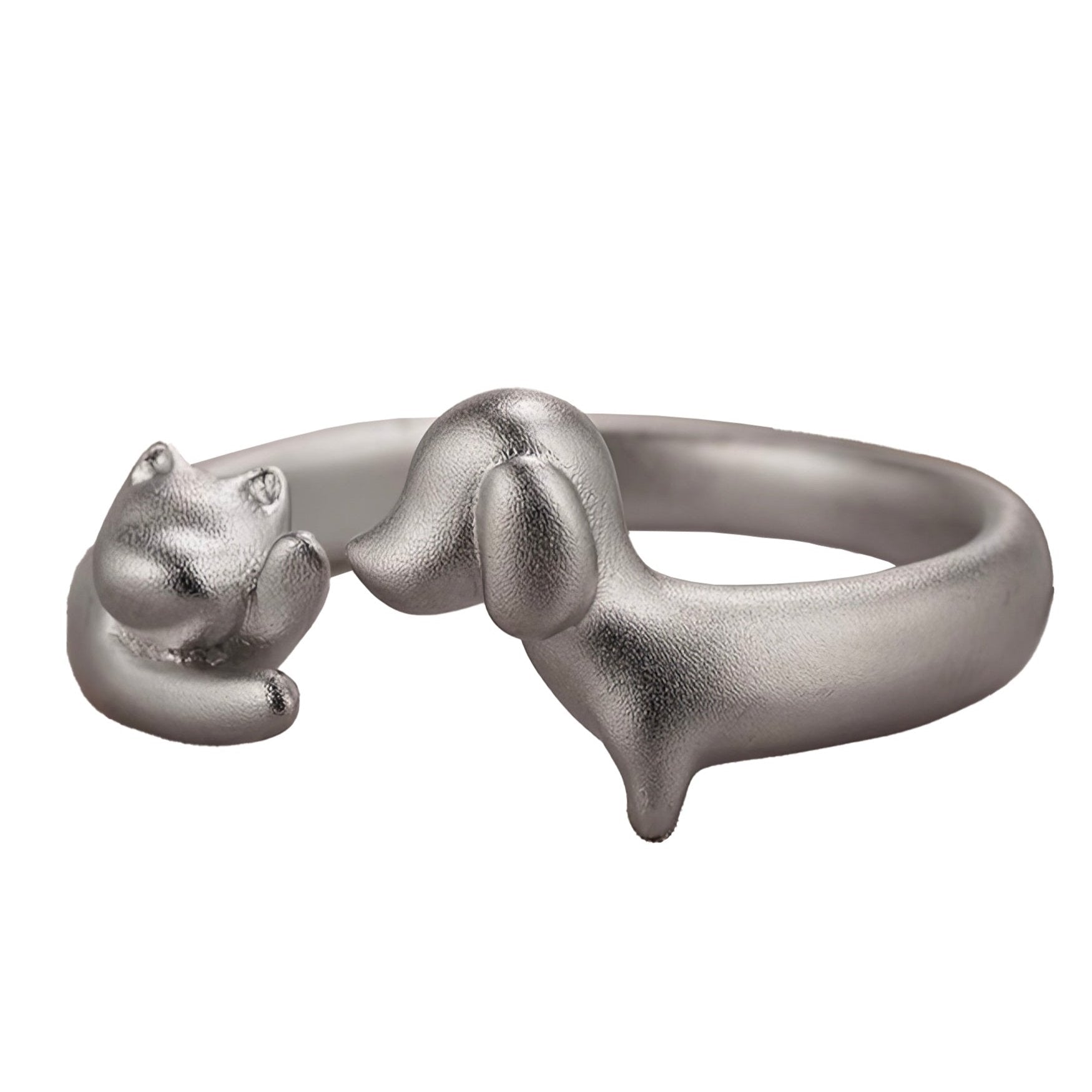 Silver Cat & Dog Ring