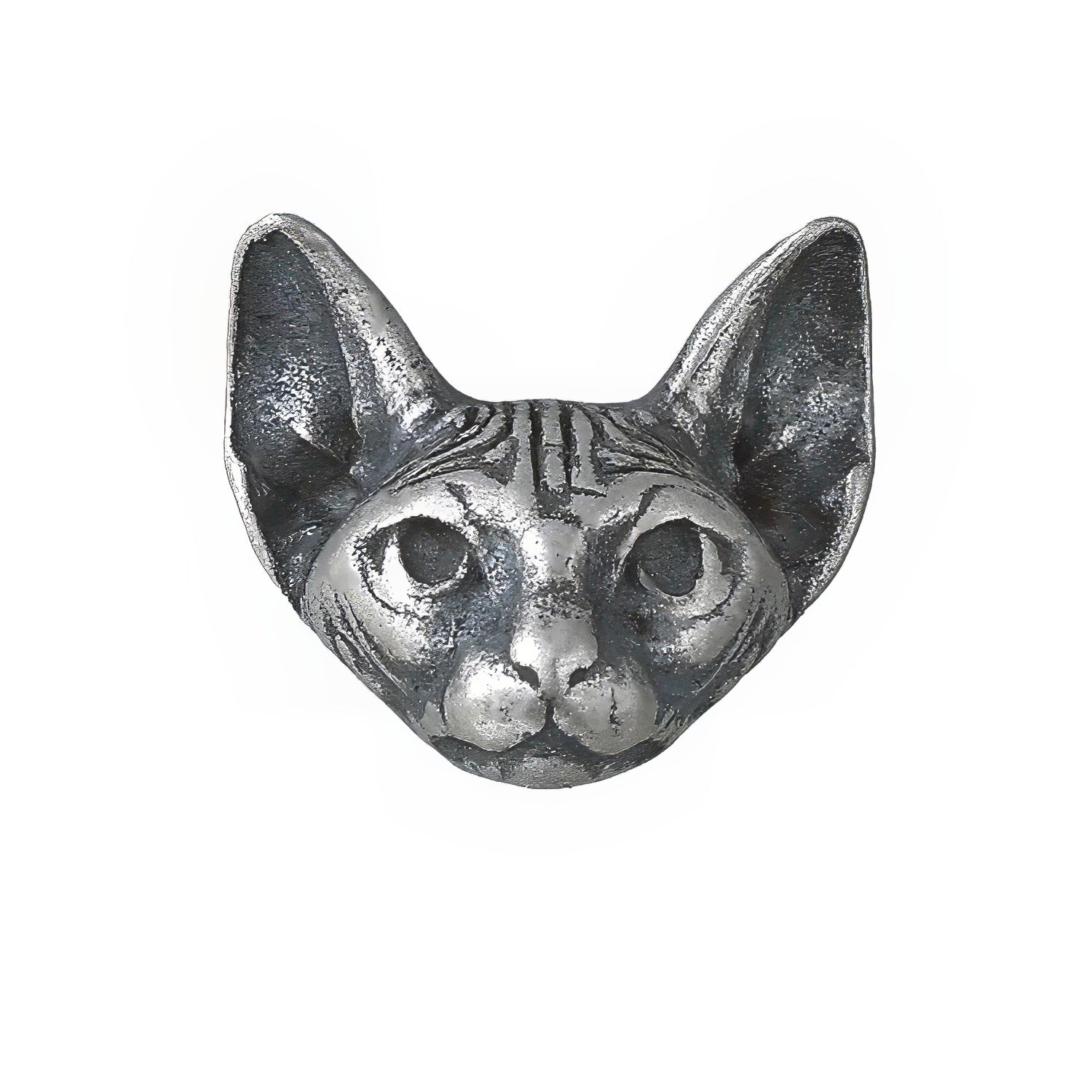 Vintage Silver Gothic Cat Stud Earrings