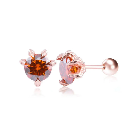 Macaroon Color Moissanite Dragon Claw Stud Earrings